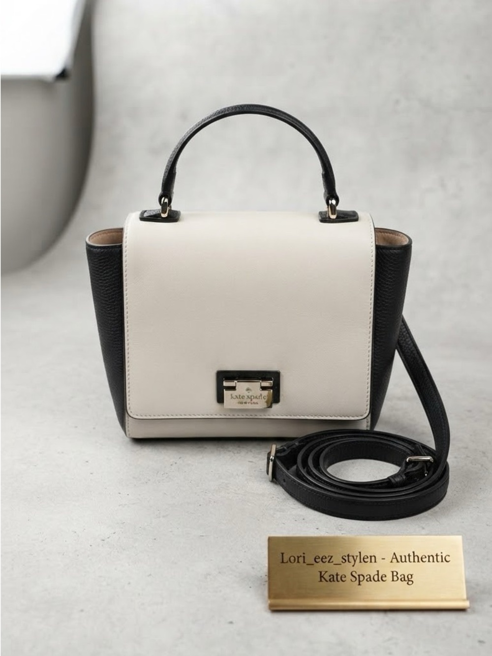 kate spade Black & Cream Top-Handle Satchel with Strap